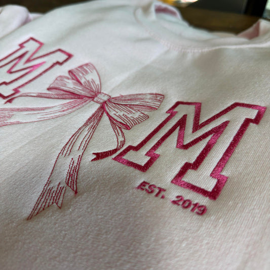 Custom Mama Embroidered Sweatshirt with Name On Sleeve